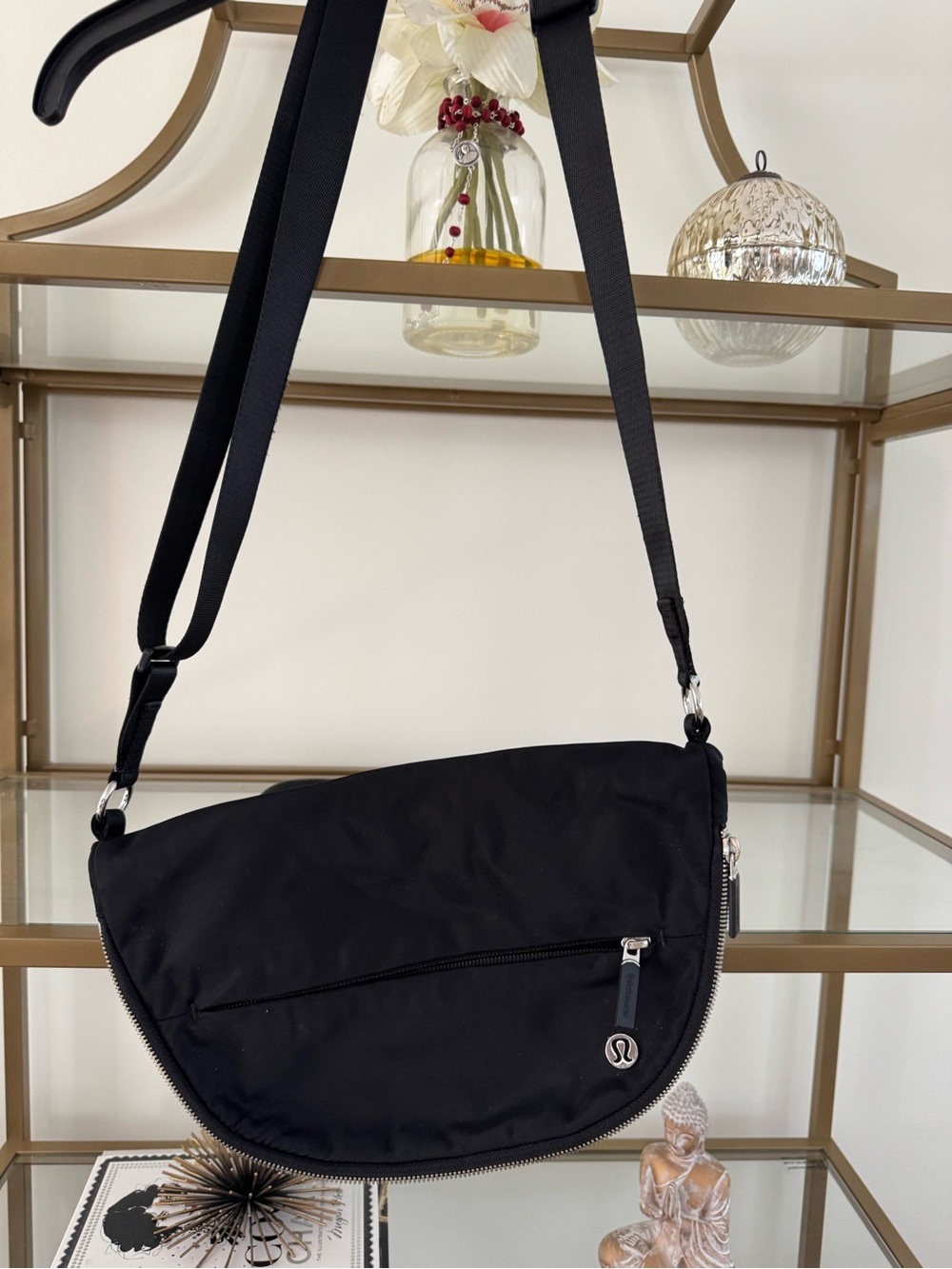 lululemon athletica Black Crescent Messenger Bag